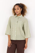 Soya Concept Rosette Stripe Shirt - Calliste Green Combi