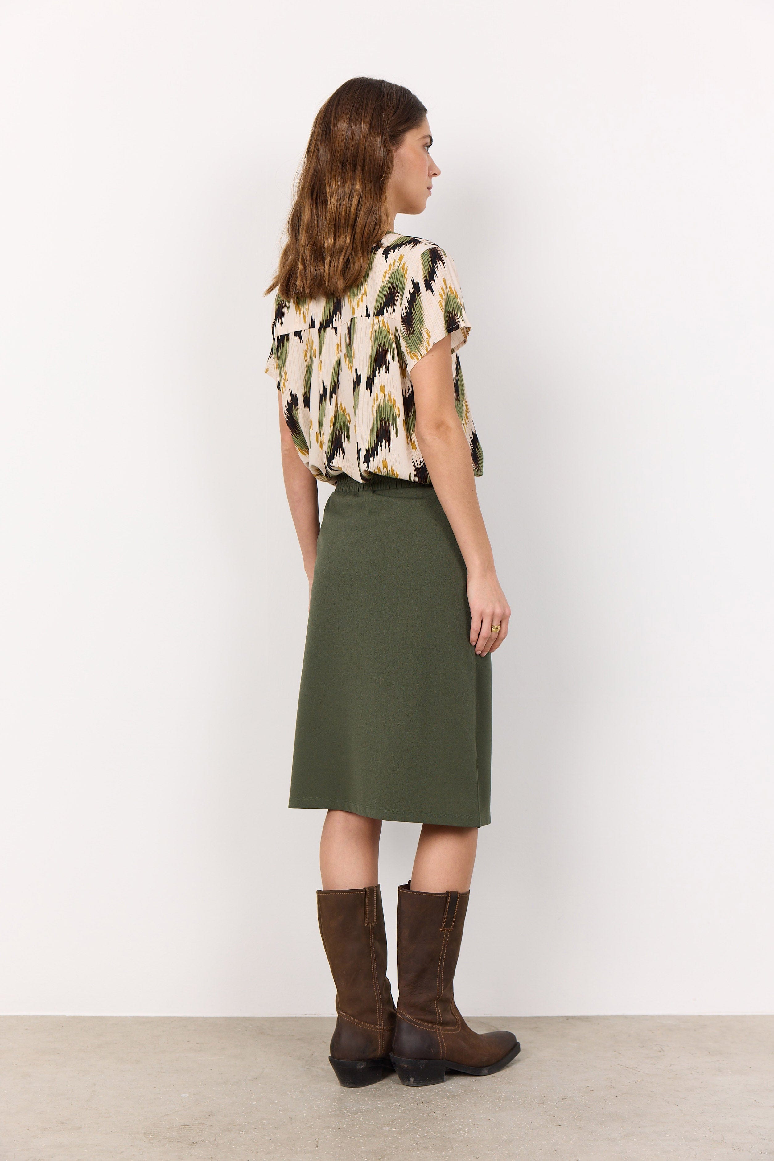 Soya Concept Rosilda Abstract Print T-Shirt - Calliste Green Combi