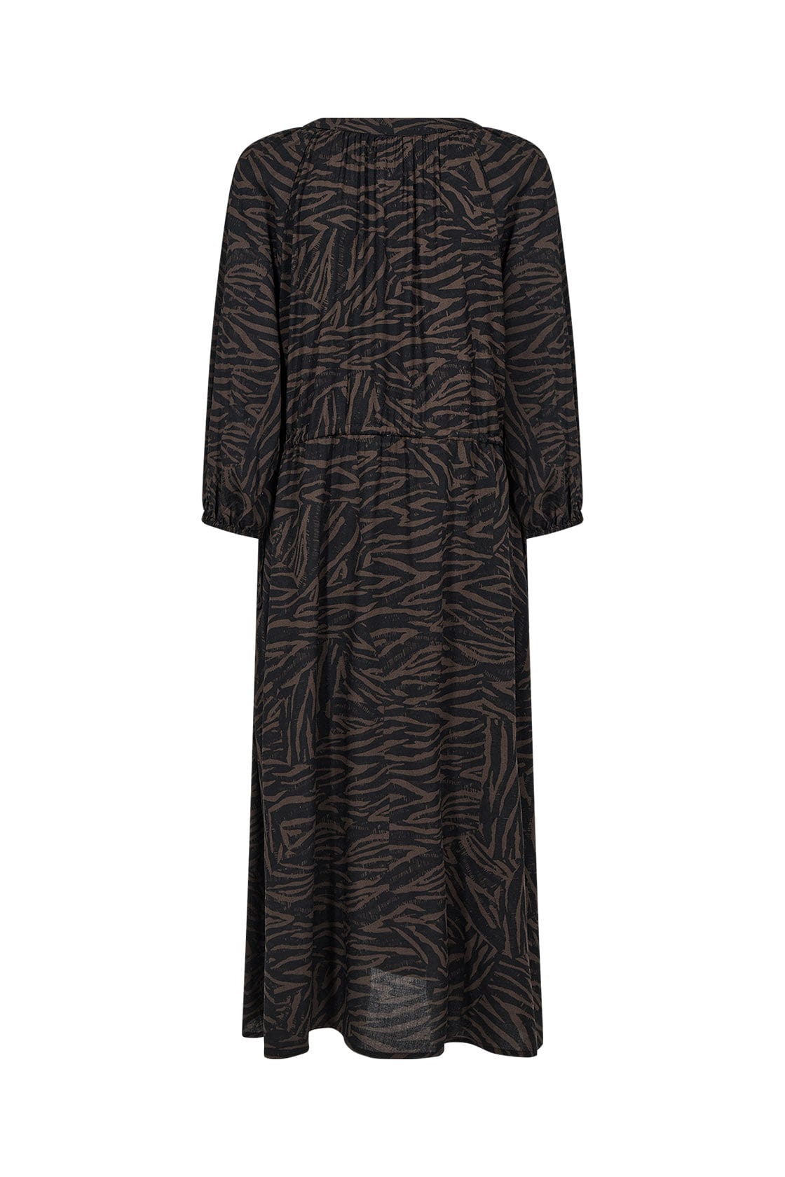 Soya Concept Sade Tie Neck Midi Dress - Hot Fudge Combi