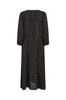 Soya Concept Sade Tie Neck Midi Dress - Hot Fudge Combi