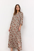 Soya Concept Samea Printed Midi Dress - Mineral Red Combi