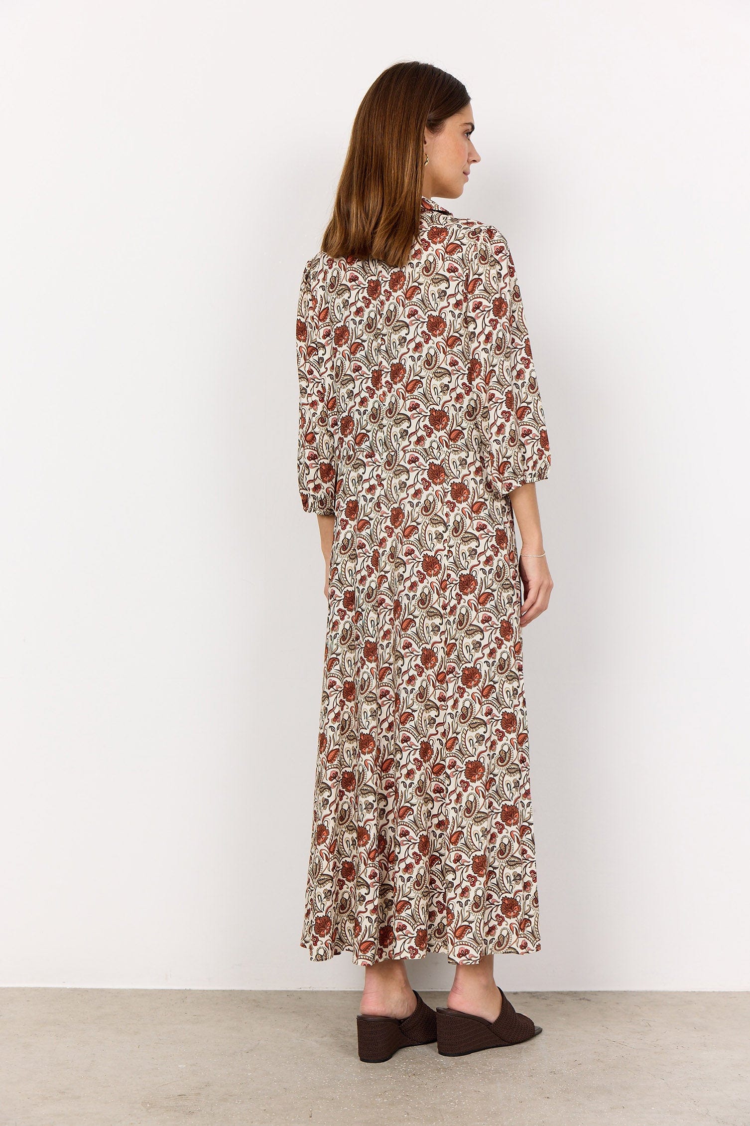 Soya Concept Samea Printed Midi Dress - Mineral Red Combi