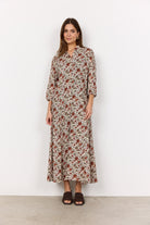 Soya Concept Samea Printed Midi Dress - Mineral Red Combi