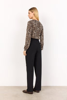Soya Concept Sati Animal Print Cotton Knit Cardigan - Hot Fudge Combi