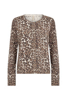 Soya Concept Sati Animal Print Cotton Knit Cardigan - Hot Fudge Combi