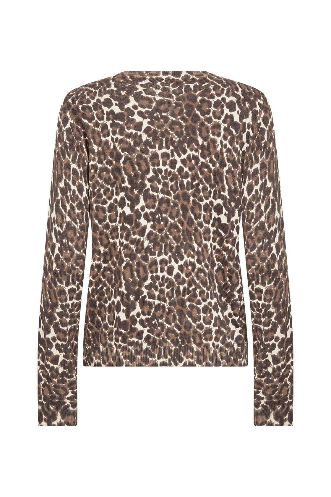 Soya Concept Sati Animal Print Cotton Knit Cardigan - Hot Fudge Combi