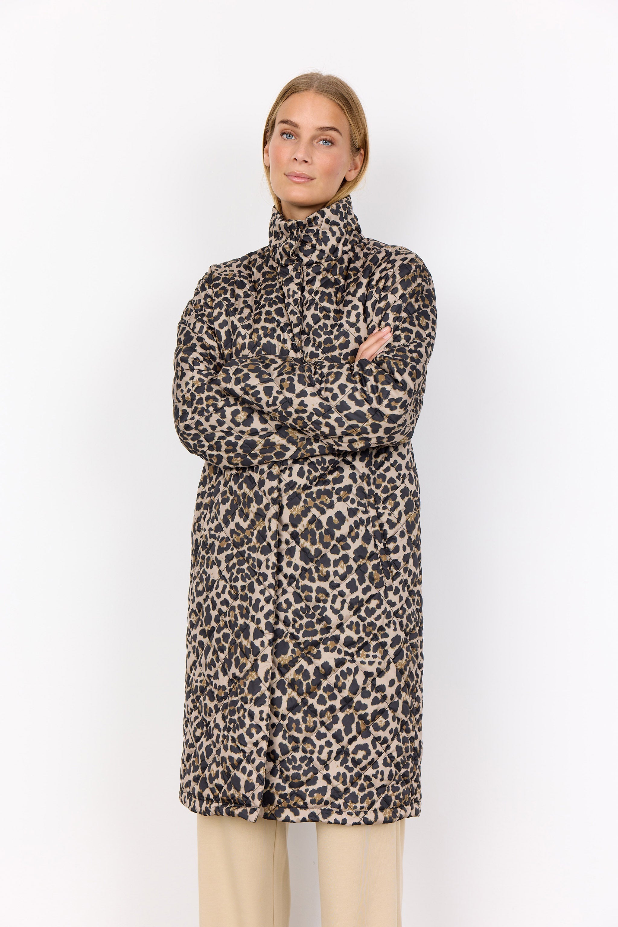 Soya Concept Sedine Quilted Leopard Print  - Black Combi