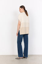 Soya Concept Selvi Knitted Drop Shoulder Jumper - Sand Melange Combi
