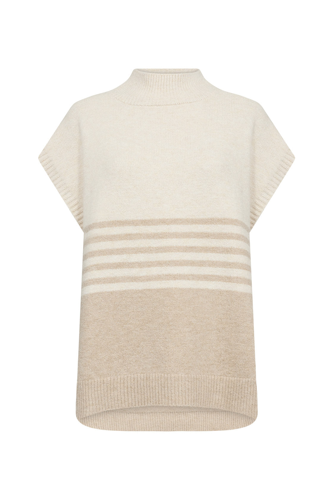 Soya Concept Selvi Knitted Drop Shoulder Jumper - Sand Melange Combi