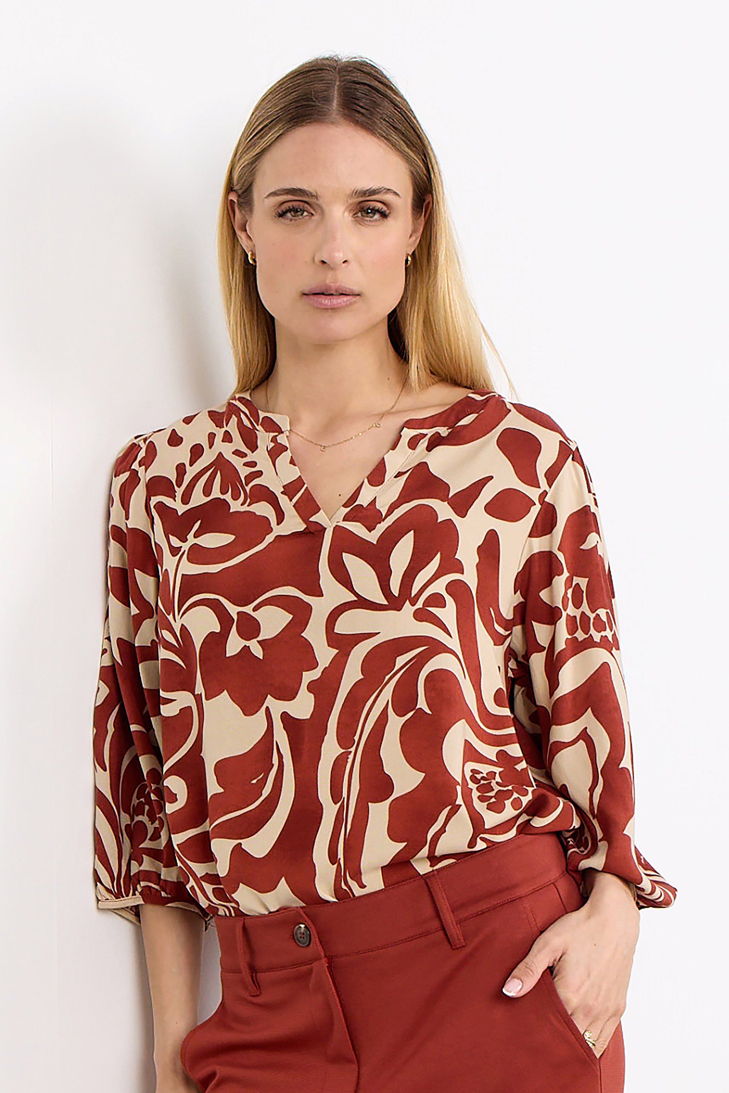 Soya Concept Senta Printed Blouse - Mineral Red Combi