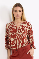 Soya Concept Senta Printed Blouse - Mineral Red Combi