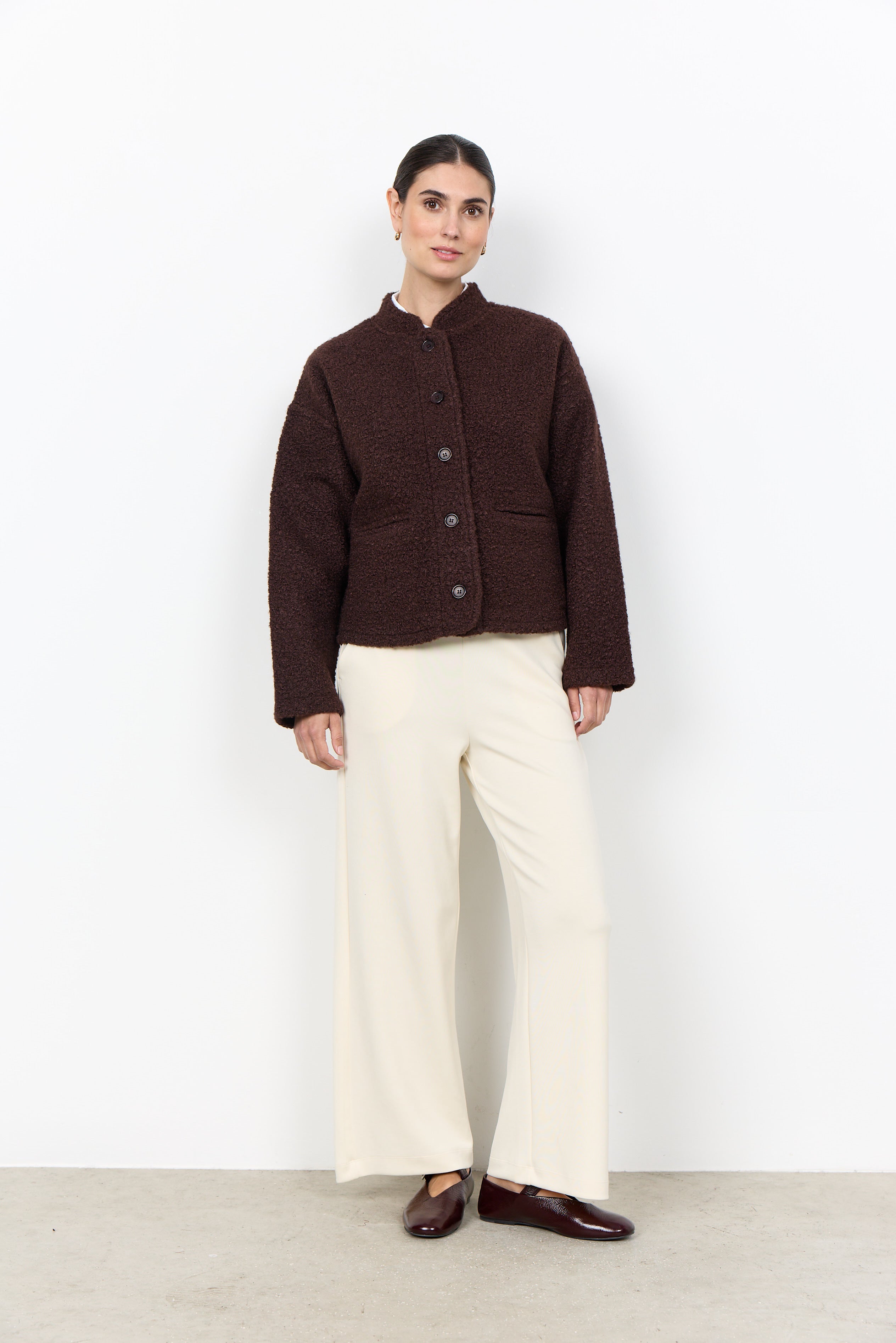 Soya Concept Shaima Boucle Style Jacket - Chocolate Plum