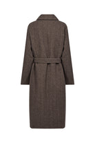Soya Concept Shakira Wool Blend Belted Longline Coat - Hot Fudge Combi