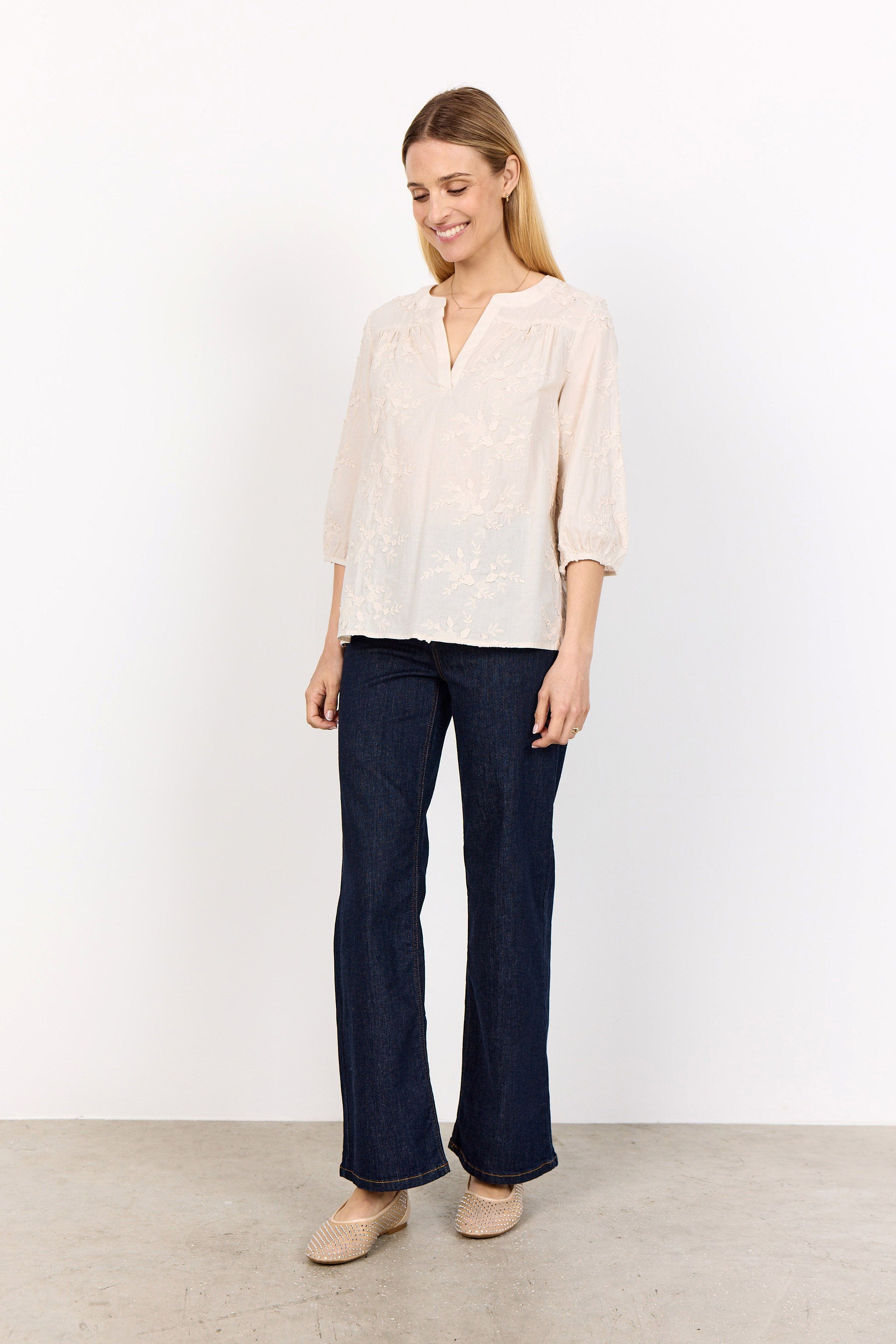 Soya Concept Silva Applique Blouse - Cream