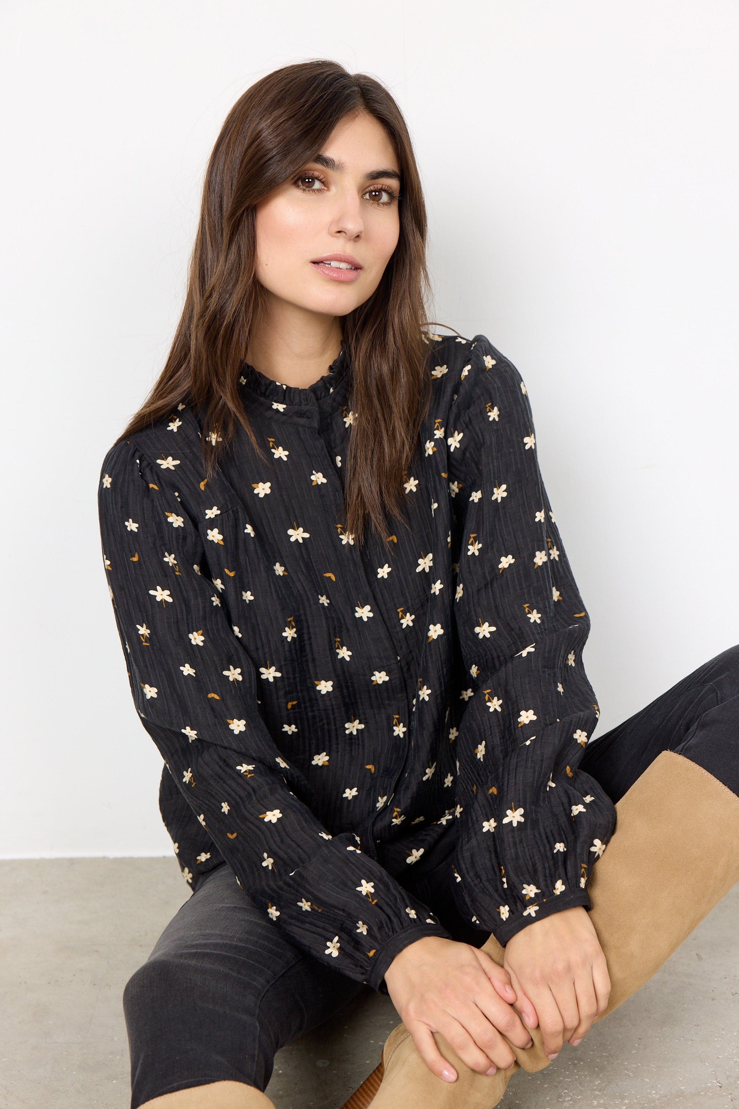 Soya Concept Tama Floral Print Blouse - Black Combi