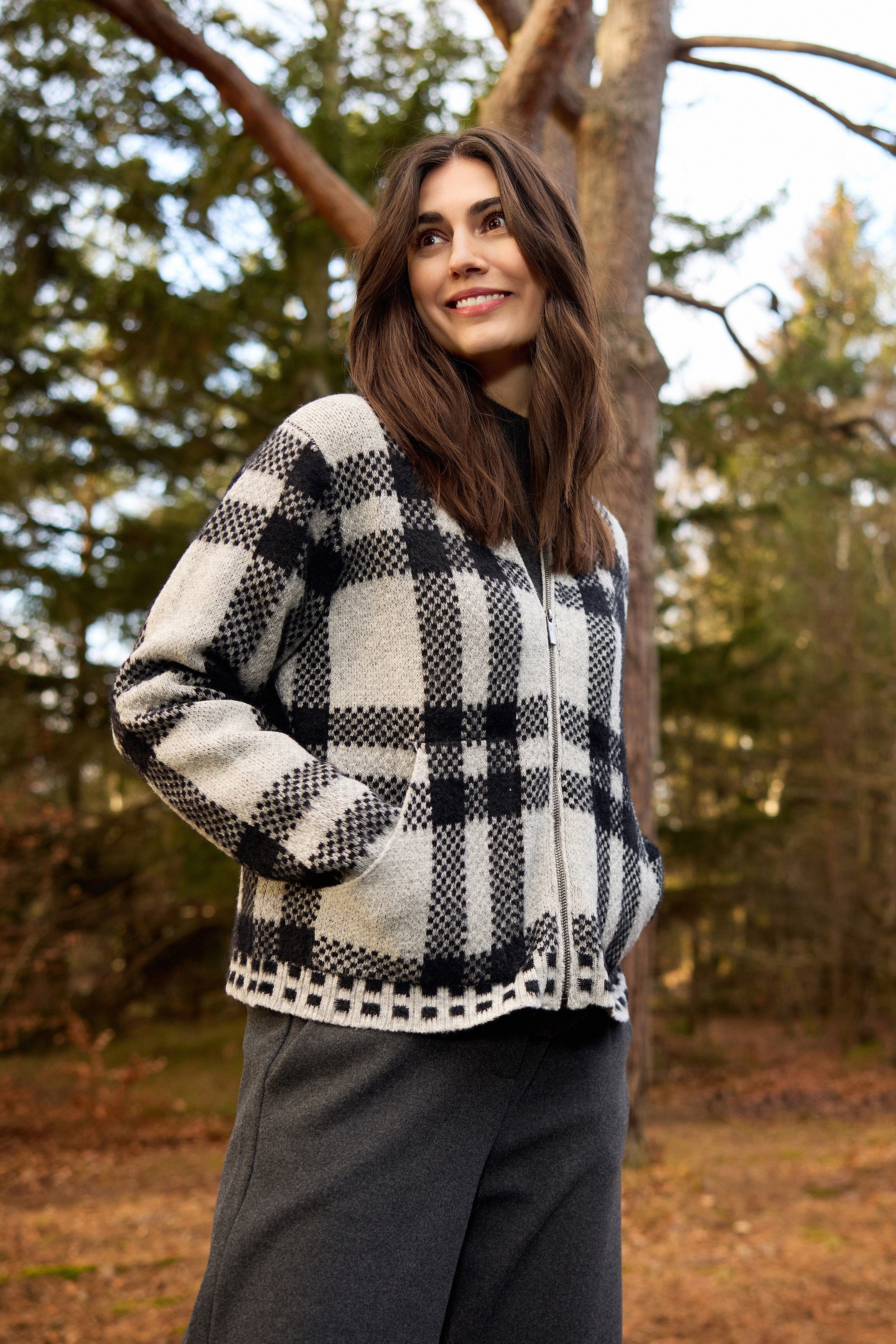 Soya Concept Vagna Wool Blend Wide Leg Trousers - Dark Earth Melange