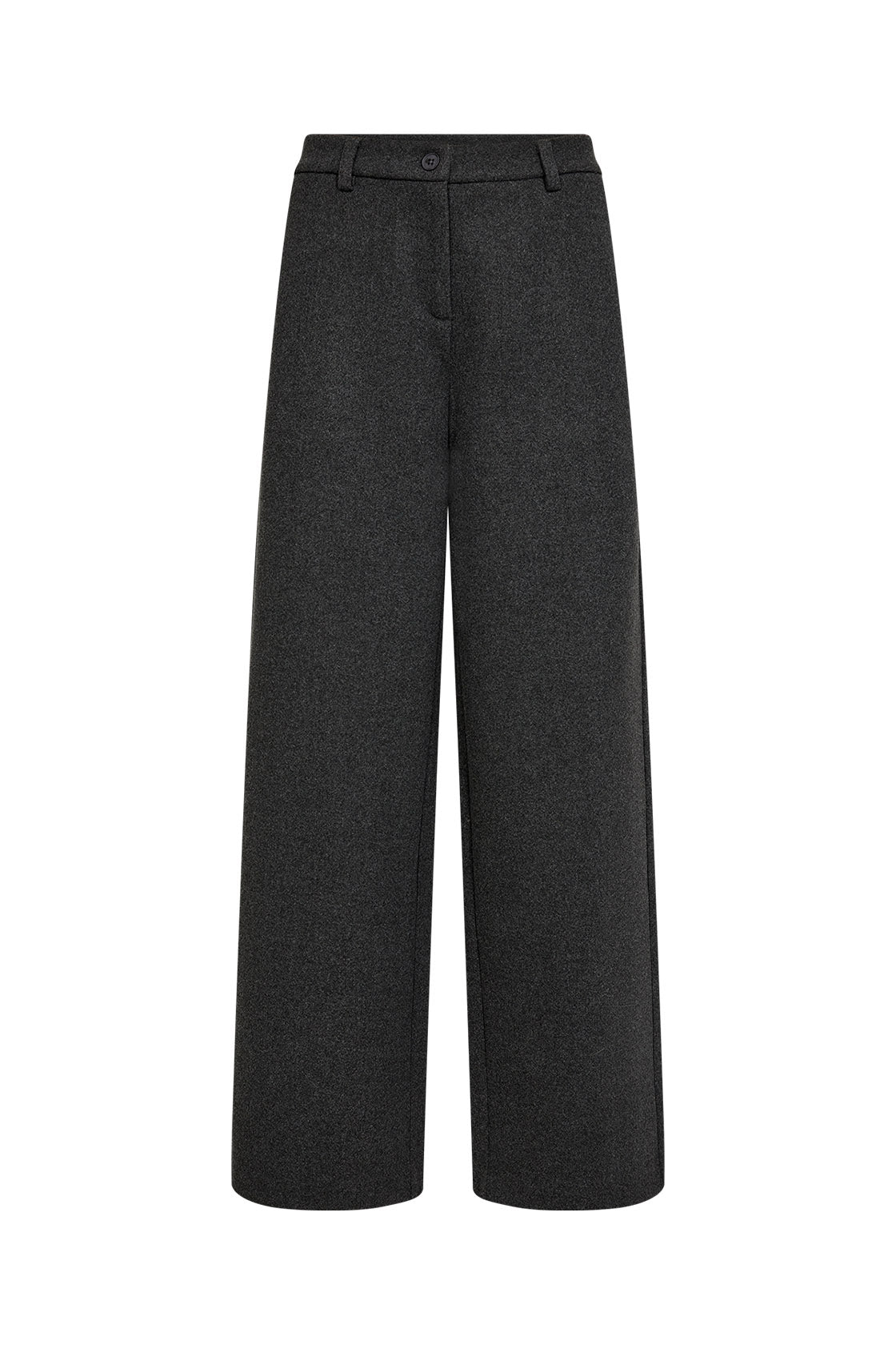 Soya Concept Vagna Wool Blend Wide Leg Trousers - Dark Earth Melange