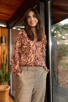 Soya Concept Valborg Printed Ruffle Detail Blouse - Red Combi