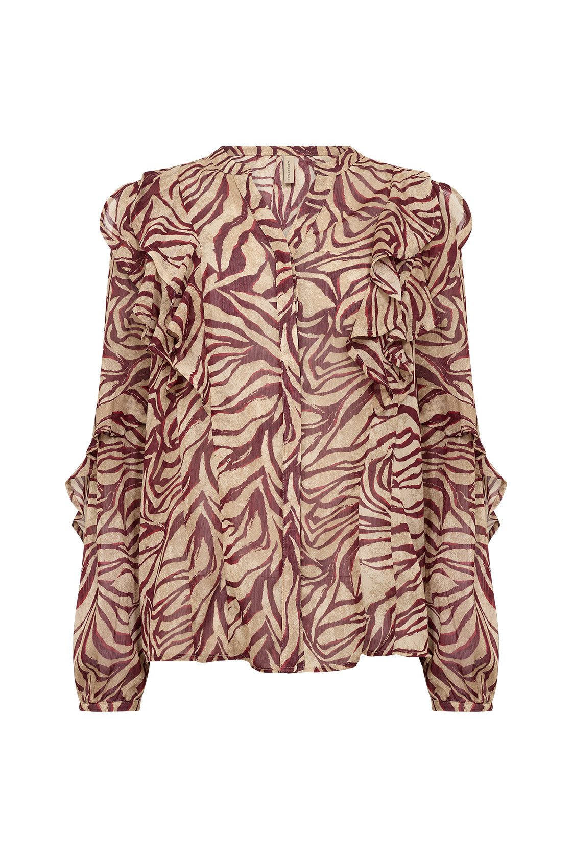 Soya Concept Valborg Printed Ruffle Detail Blouse - Red Combi