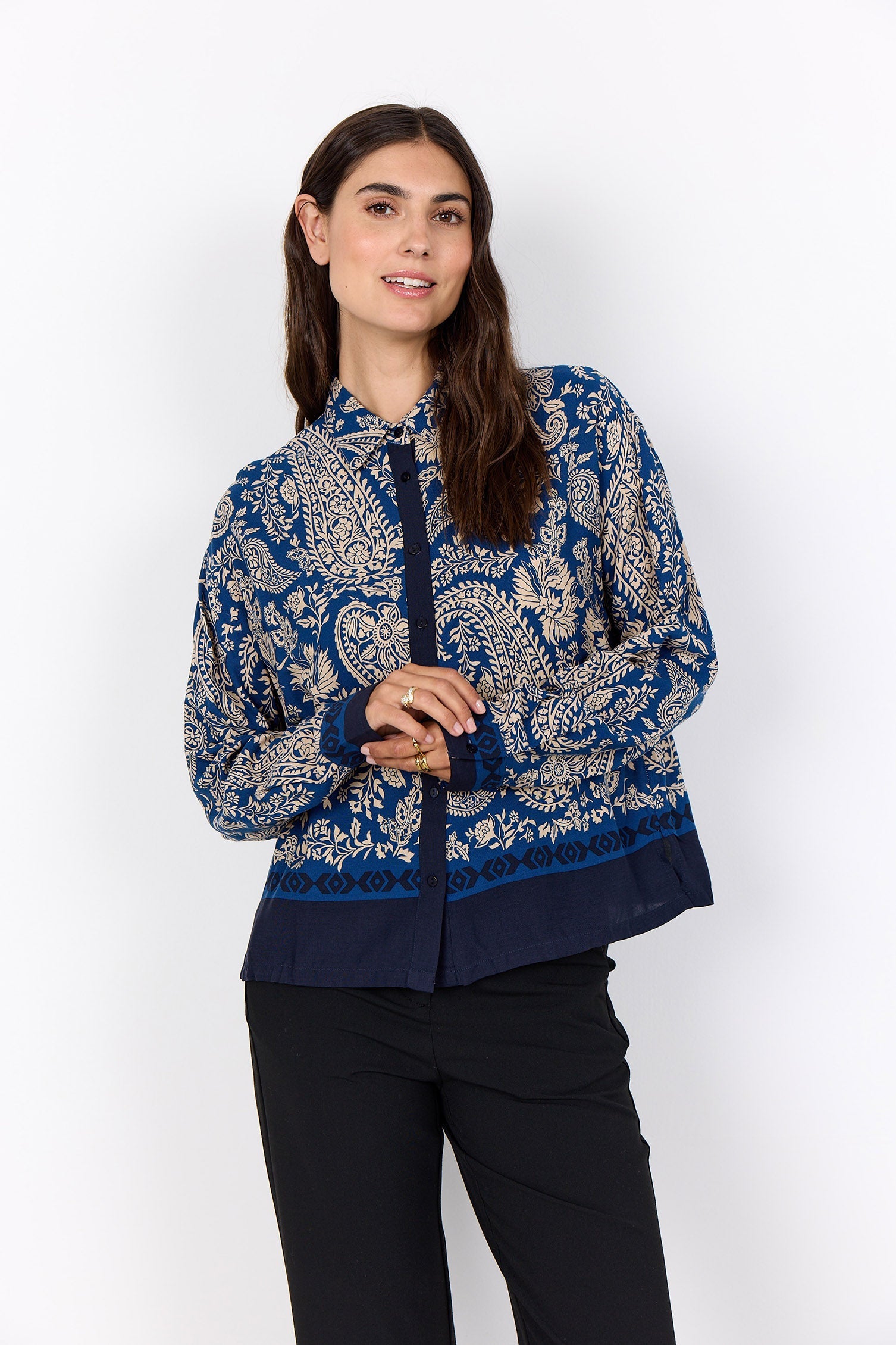Soya Concept Valgerda Paisley Print Shirt - Estate Blue Combi