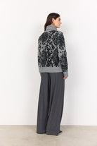 Soya Concept Vendi Patterned Polo Neck Jumper - Mid Grey Melange Combi