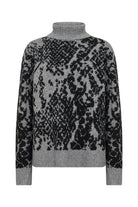Soya Concept Vendi Patterned Polo Neck Jumper - Mid Grey Melange Combi