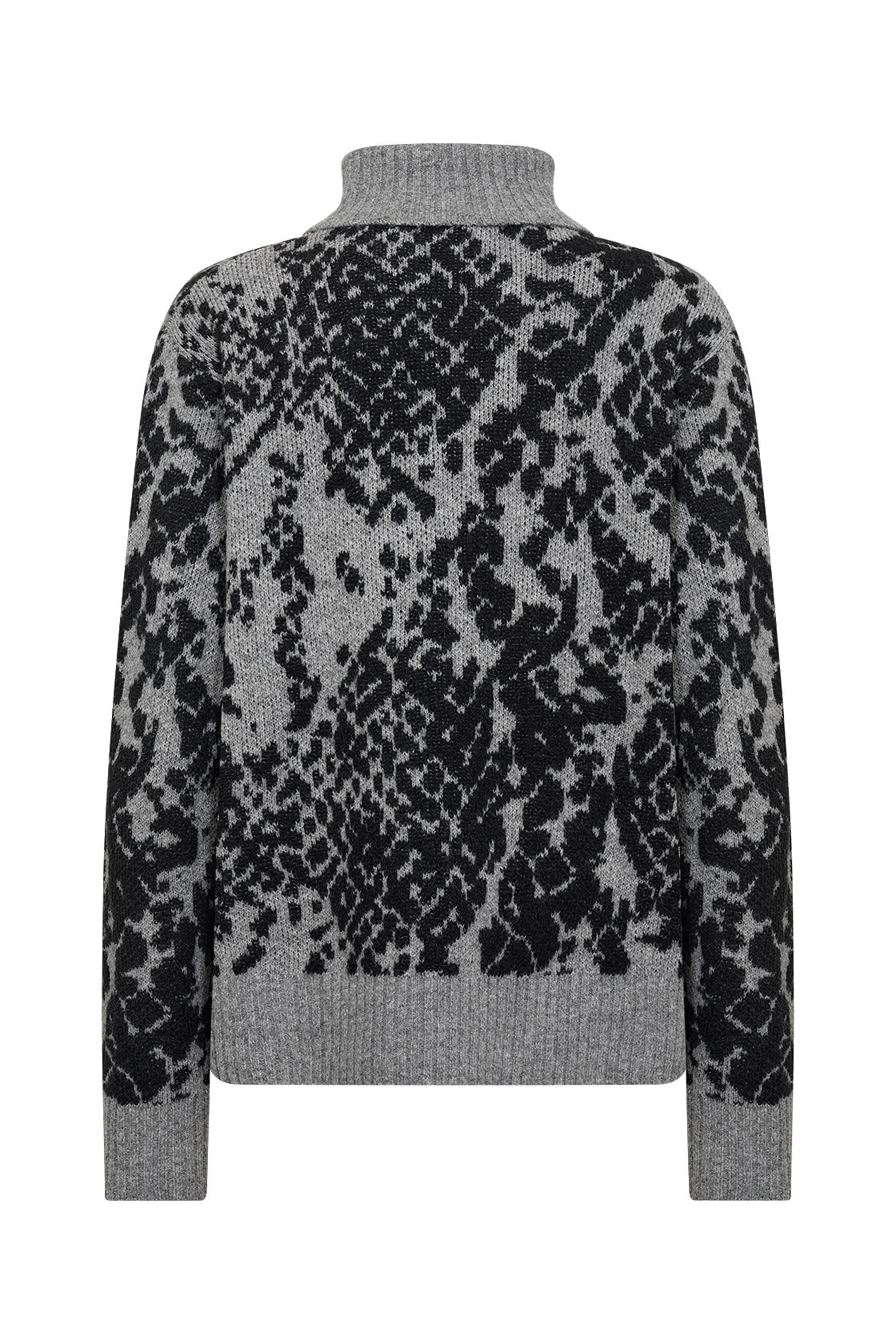Soya Concept Vendi Patterned Polo Neck Jumper - Mid Grey Melange Combi