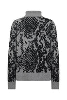 Soya Concept Vendi Patterned Polo Neck Jumper - Mid Grey Melange Combi