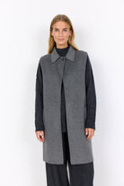 Soya Concept Vienna Longline Wool Blend Waistcoat - Dark Earth Melange
