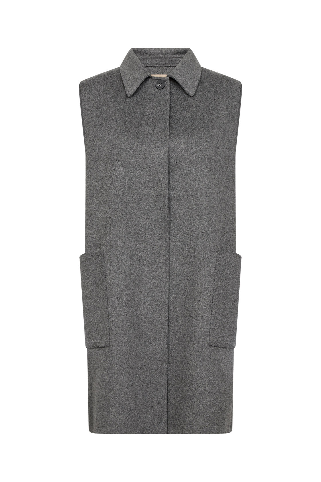 Soya Concept Vienna Longline Wool Blend Waistcoat - Dark Earth Melange