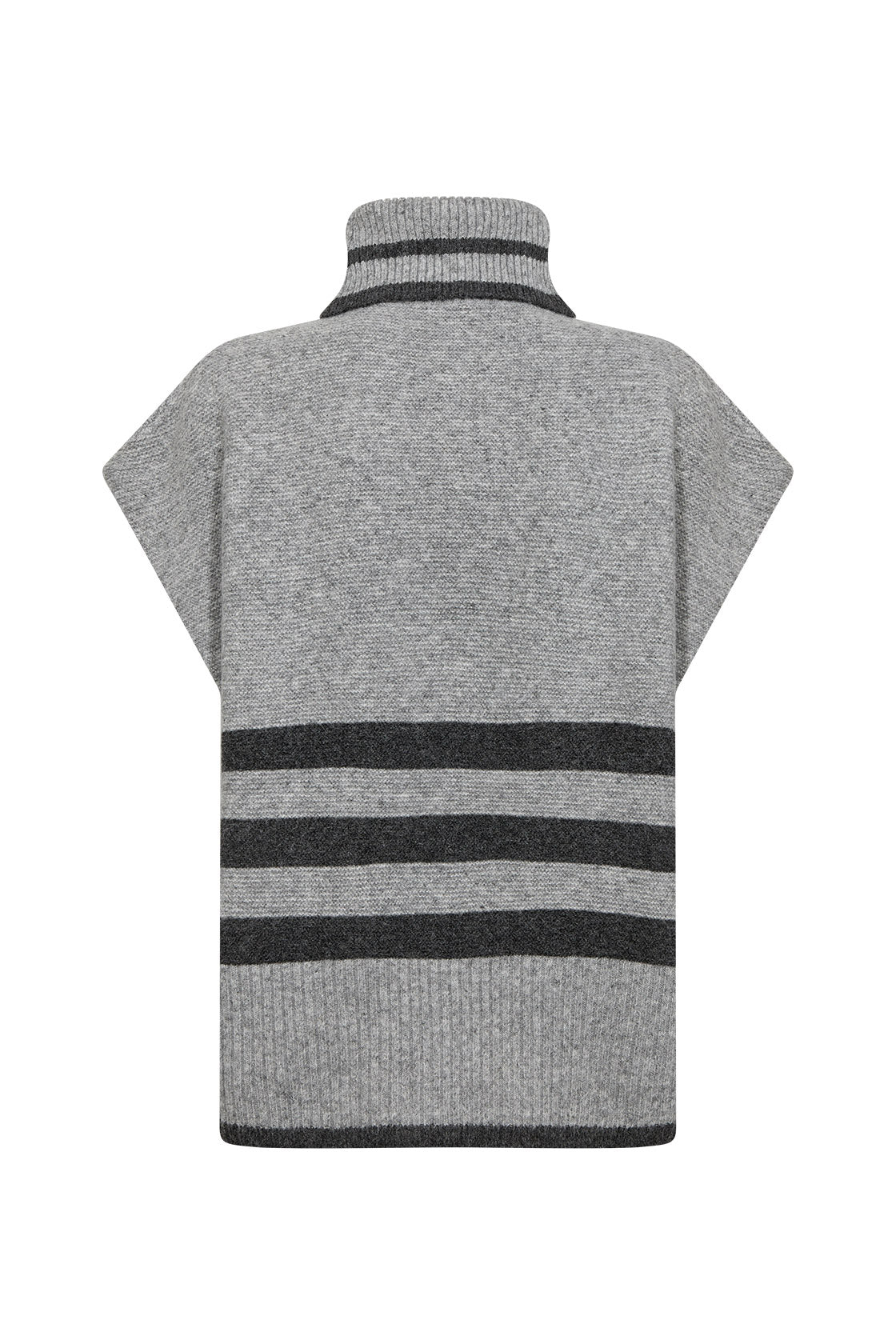 Soya Concept Vif Drop Shoulder Contrast Stripe Jumper - Mid Grey Melange Combi