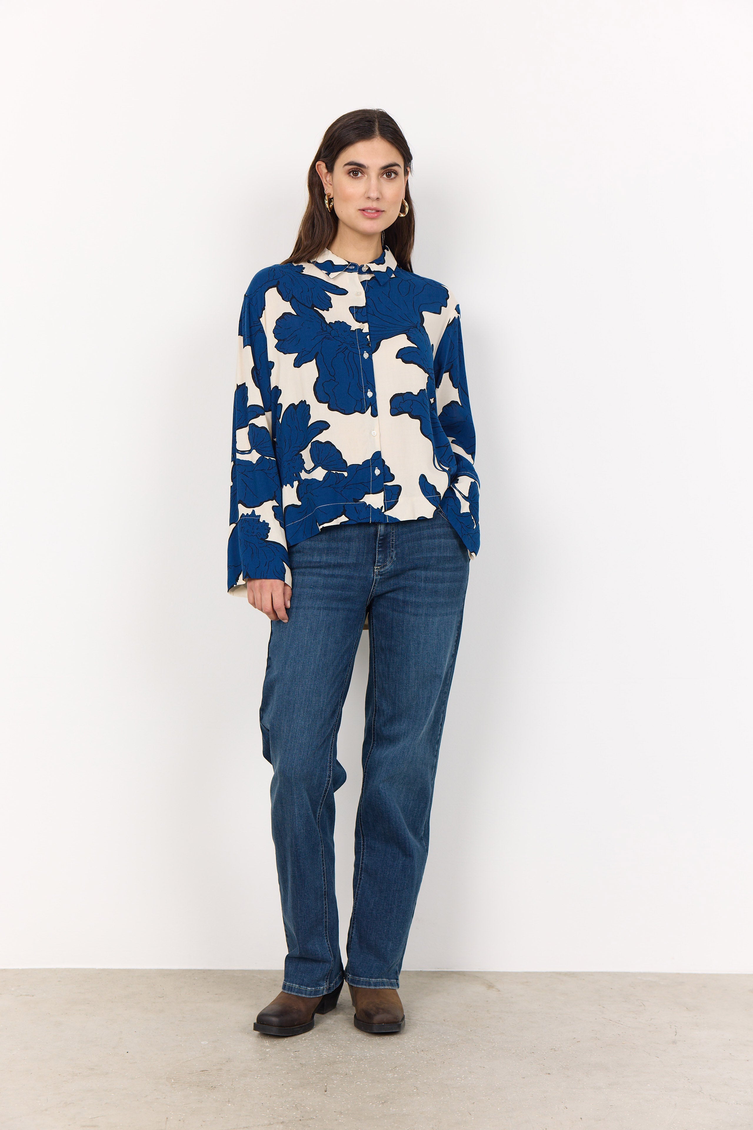 Soya Concept Vigdis Abstract Print Shirt - Estate Blue Combi