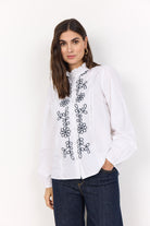 Soya Concept Vinca Embroidered Shirt - White/Black