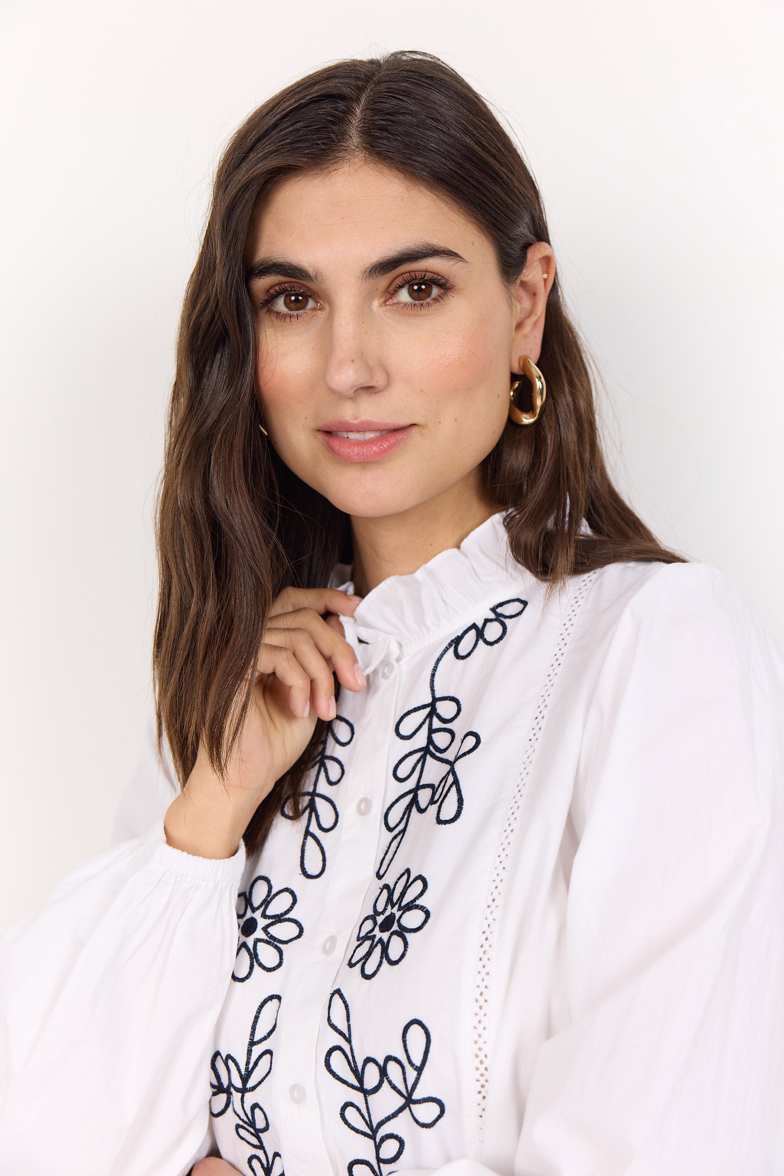 Soya Concept Vinca Embroidered Shirt - White/Black