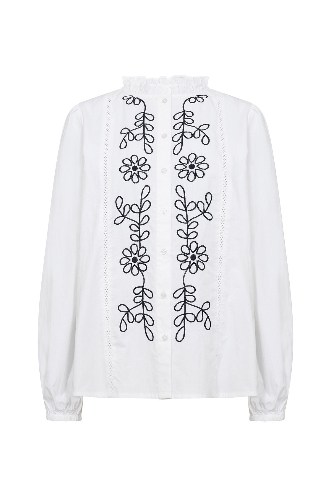 Soya Concept Vinca Embroidered Shirt - White/Black