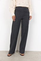 Soya Concept Vinja Warm Handle Straight Leg Trousers - Dark Earth Melange Comb