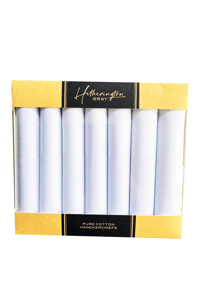 Spence Bryson Hetherington Grey Plain 7 Pack of Handkerchiefs - White MR75113_WHITE_OS