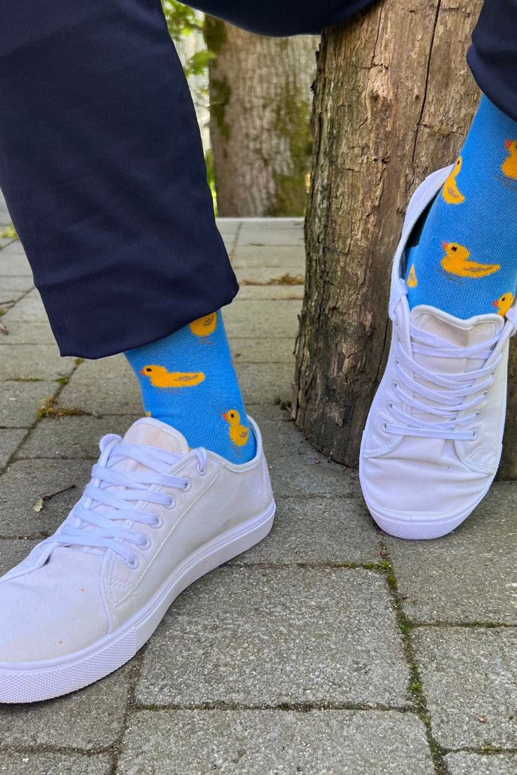 Swole Panda Duck Bamboo Socks - Blue/Yellow SP351_DUCK_7-11
