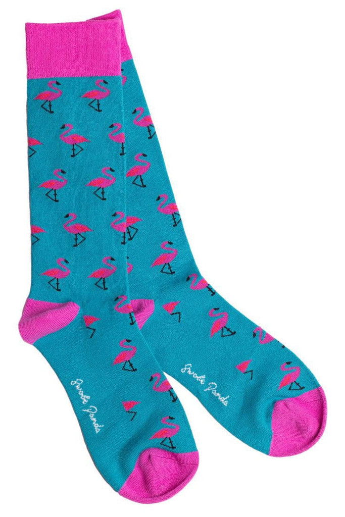 Swole Panda Flamingo Bamboo Socks - Aqua/Pink SP327_PNKFLAMIN_7-11