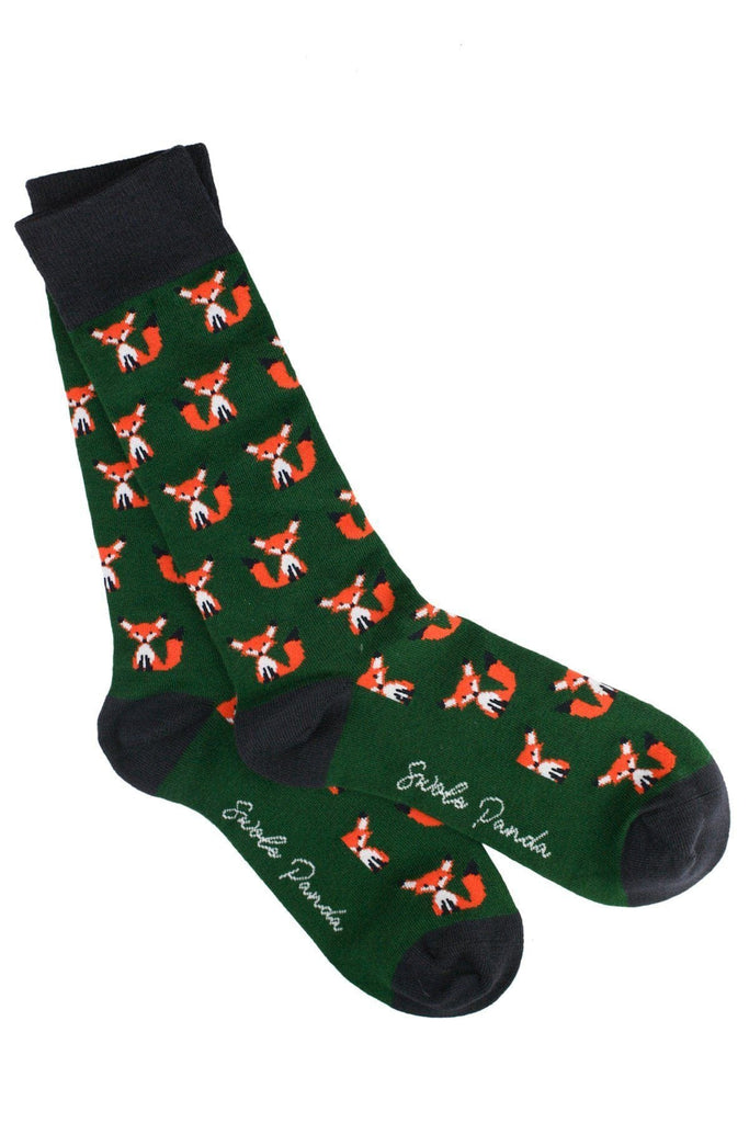 Swole Panda Mr Fox Bamboo Socks - Green/Orange SP326_MRFOX_7-11