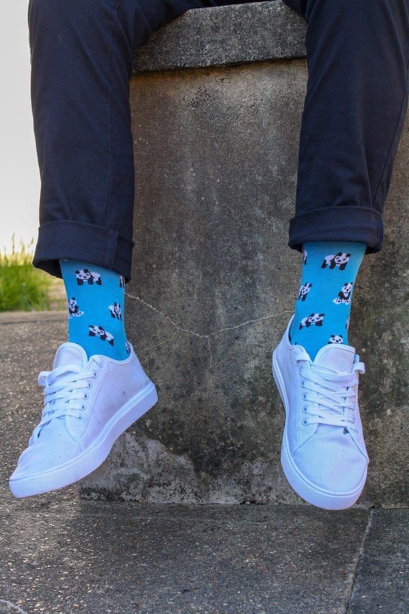 Swole Panda Panda Bamboo Socks - Blue Panda SP350_PANDA_7-11