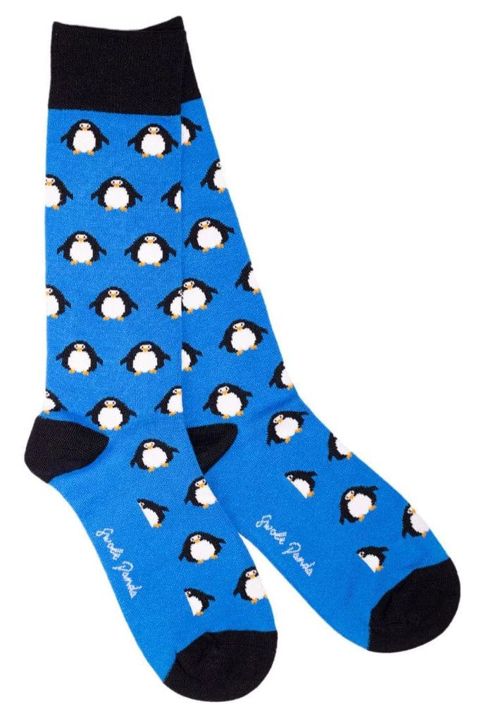 Swole Panda Penguin Bamboo Socks - Blue SP291_BLUPENG_7-11