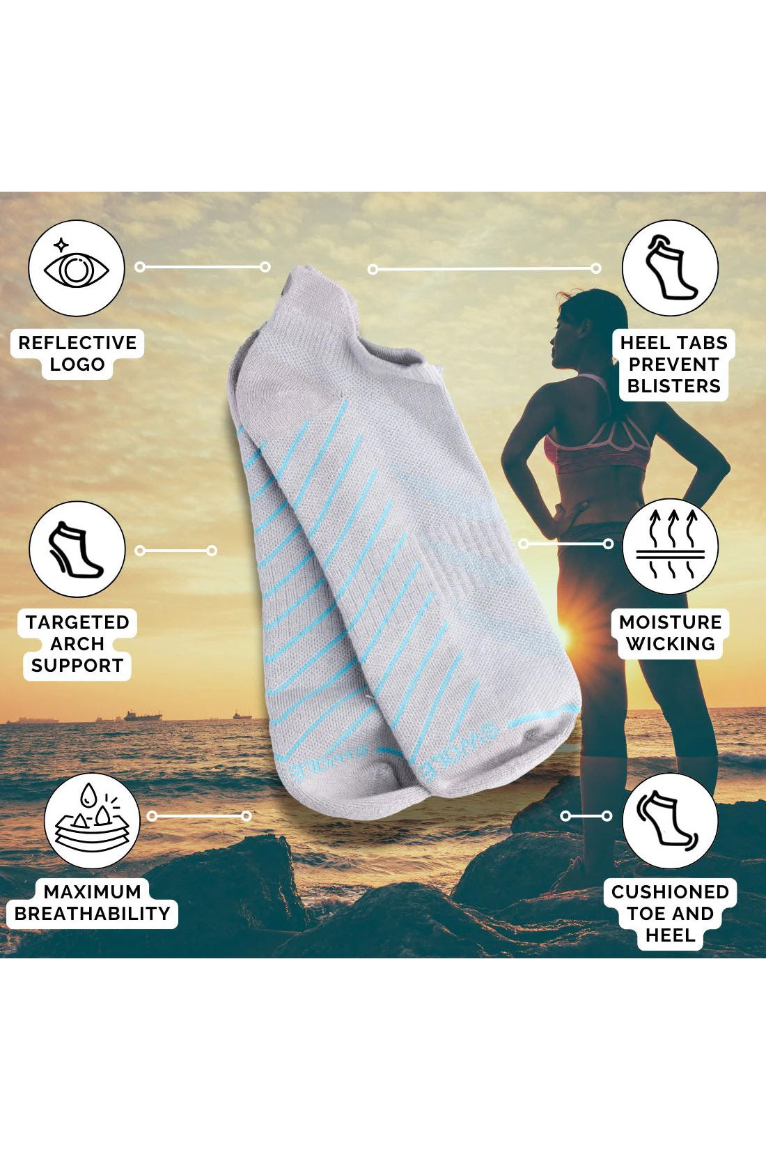 Swole Panda Performance Trainer Socks - Grey SPTS01_GREY_7-11