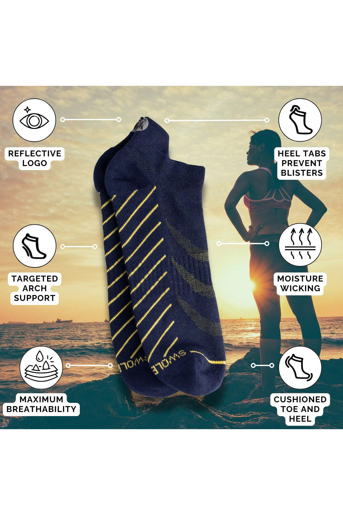 Swole Panda Performance Trainer Socks - Navy SPTS04_NAVY_7-11