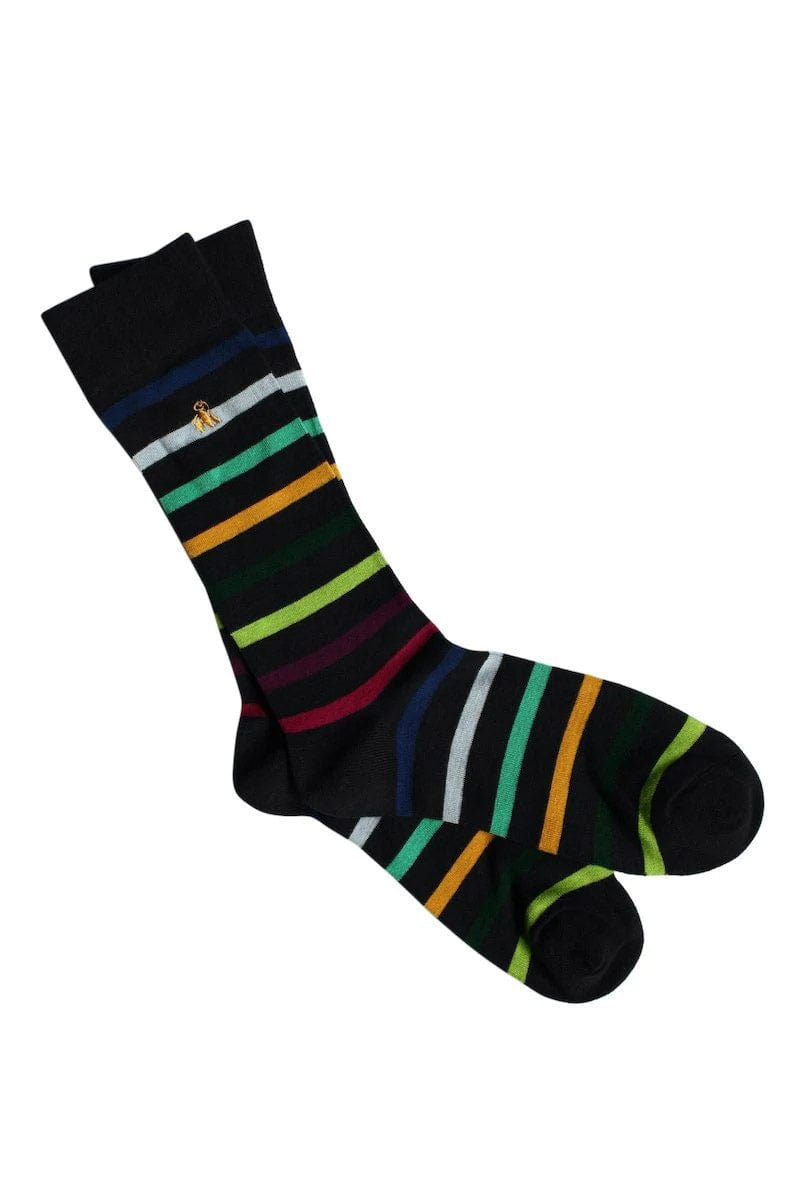 Stripe Bamboo Socks - Navy/Multi - 7-11 UK