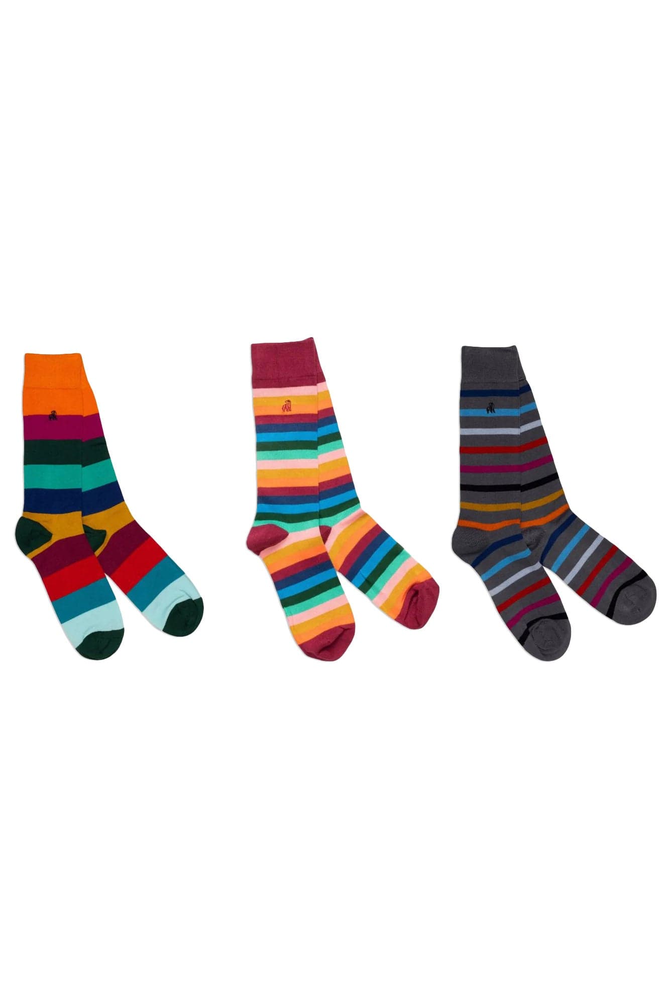 Swole Panda Striped Bamboo Socks - 3 Pack Gift Box - Multi Stripe SP028-3_10_7-11