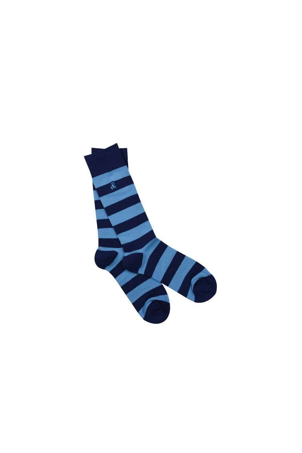 Swole Panda Striped Bamboo Socks - Sky Blue/Blue