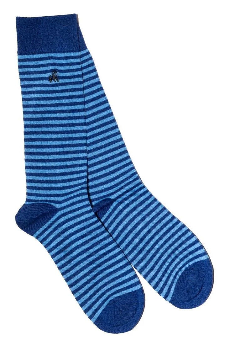 Swole Panda Striped Bamboo Socks - Sky Blue/Blue SP496_SKYBLUE_7-11