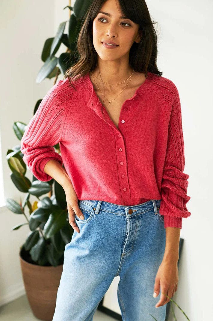 Thought Florna Organic Cotton Fluffy Cardigan - Radish Pink