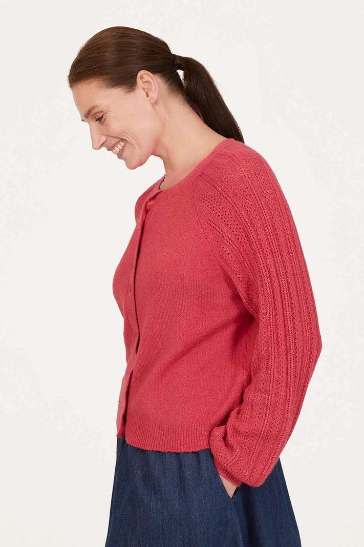 Thought Florna Organic Cotton Fluffy Cardigan - Radish Pink